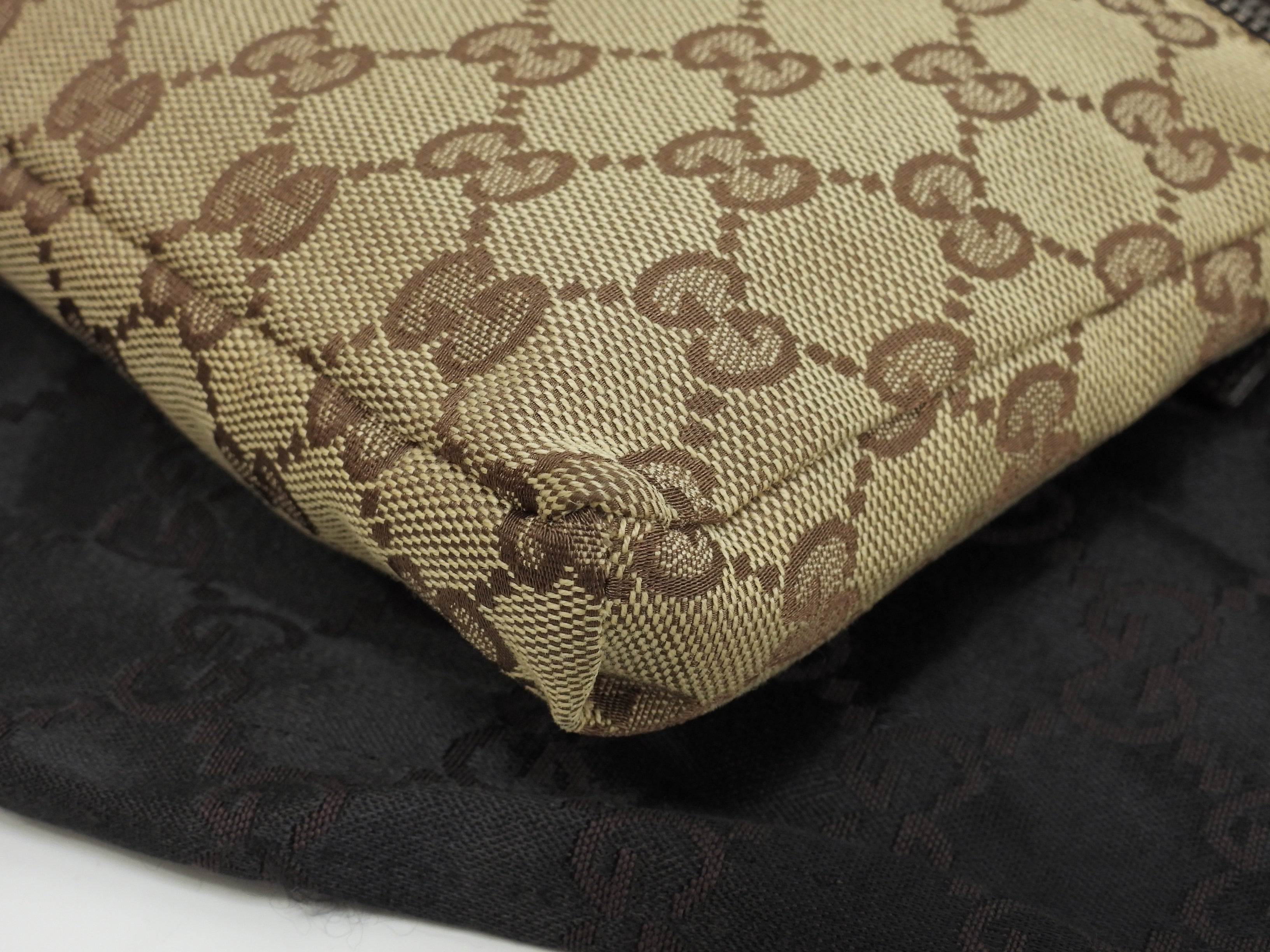 Gucci Marsupio GG Supreme cotone pelle marrone cintura marsupio@ 5