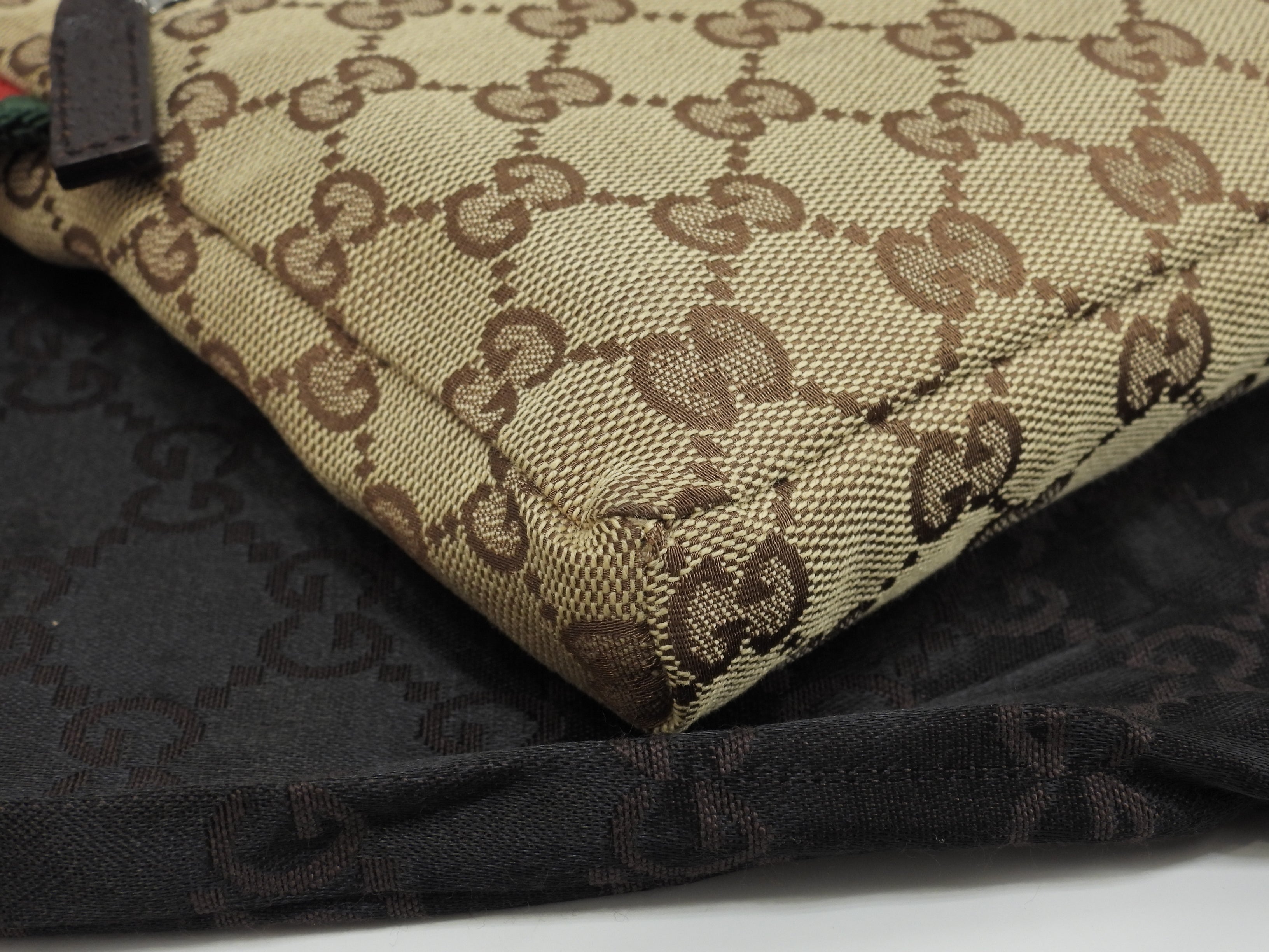 Gucci Marsupio GG Supreme cotone pelle marrone cintura marsupio@ 5
