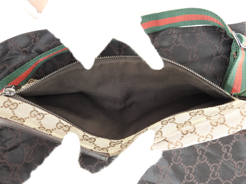 Gucci Marsupio GG Supreme cotone pelle marrone cintura marsupio@ 5