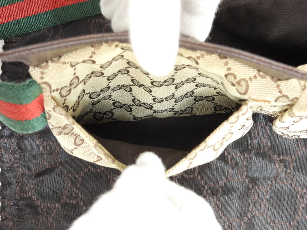 Gucci Marsupio GG Supreme cotone pelle marrone cintura marsupio@ 5