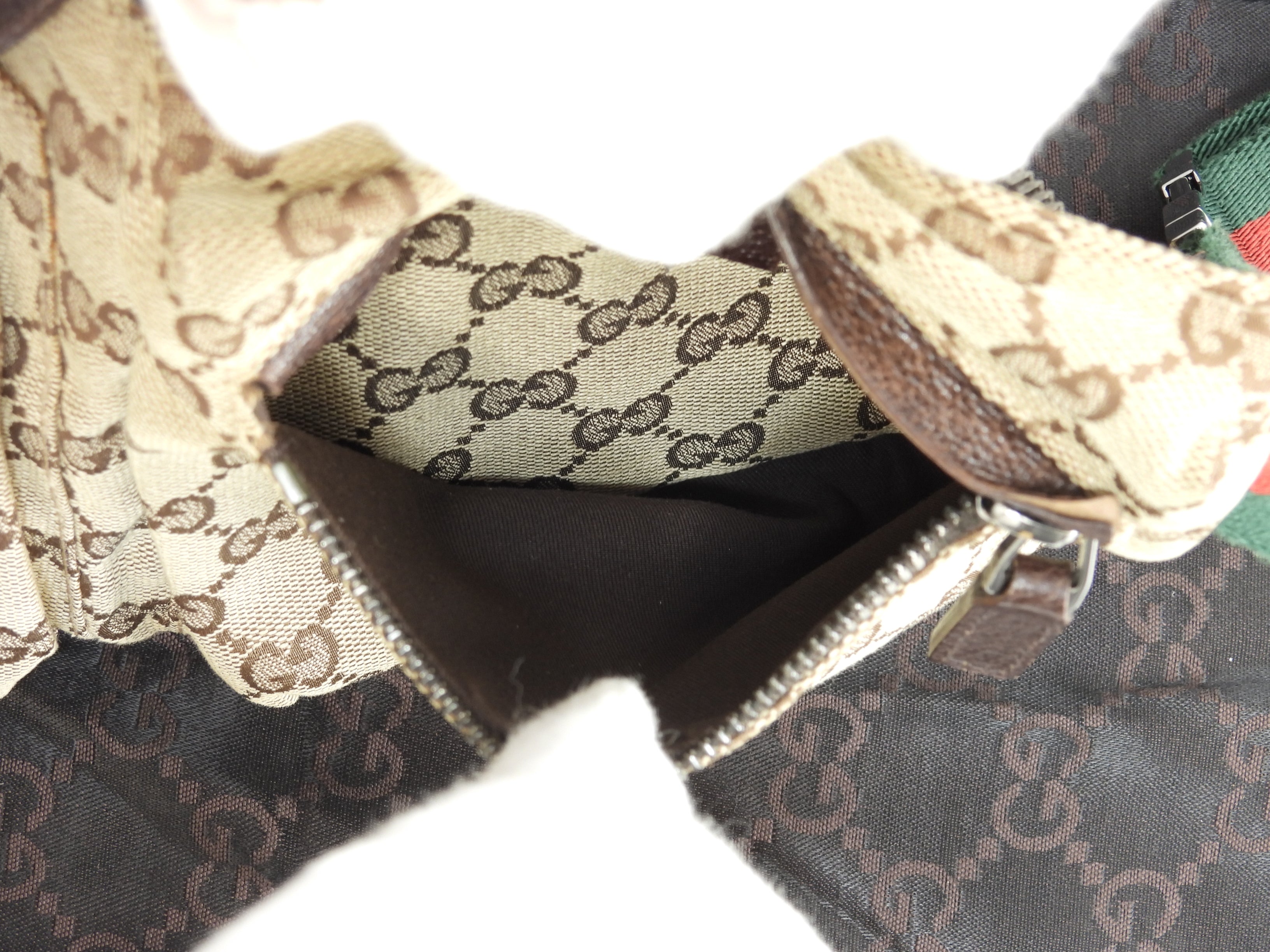 Gucci Marsupio GG Supreme cotone pelle marrone cintura marsupio@ 5
