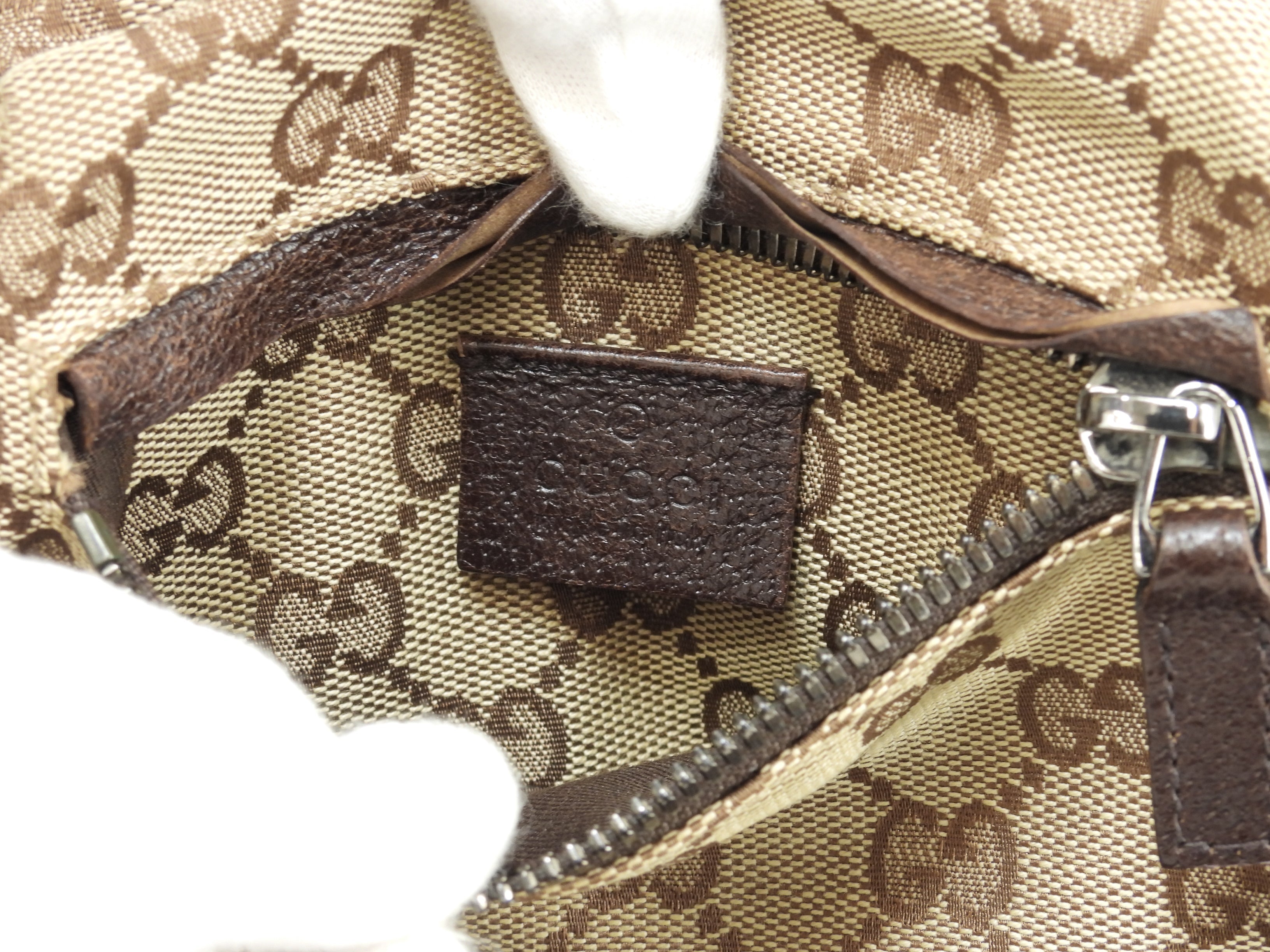 Gucci Marsupio GG Supreme cotone pelle marrone cintura marsupio@ 5