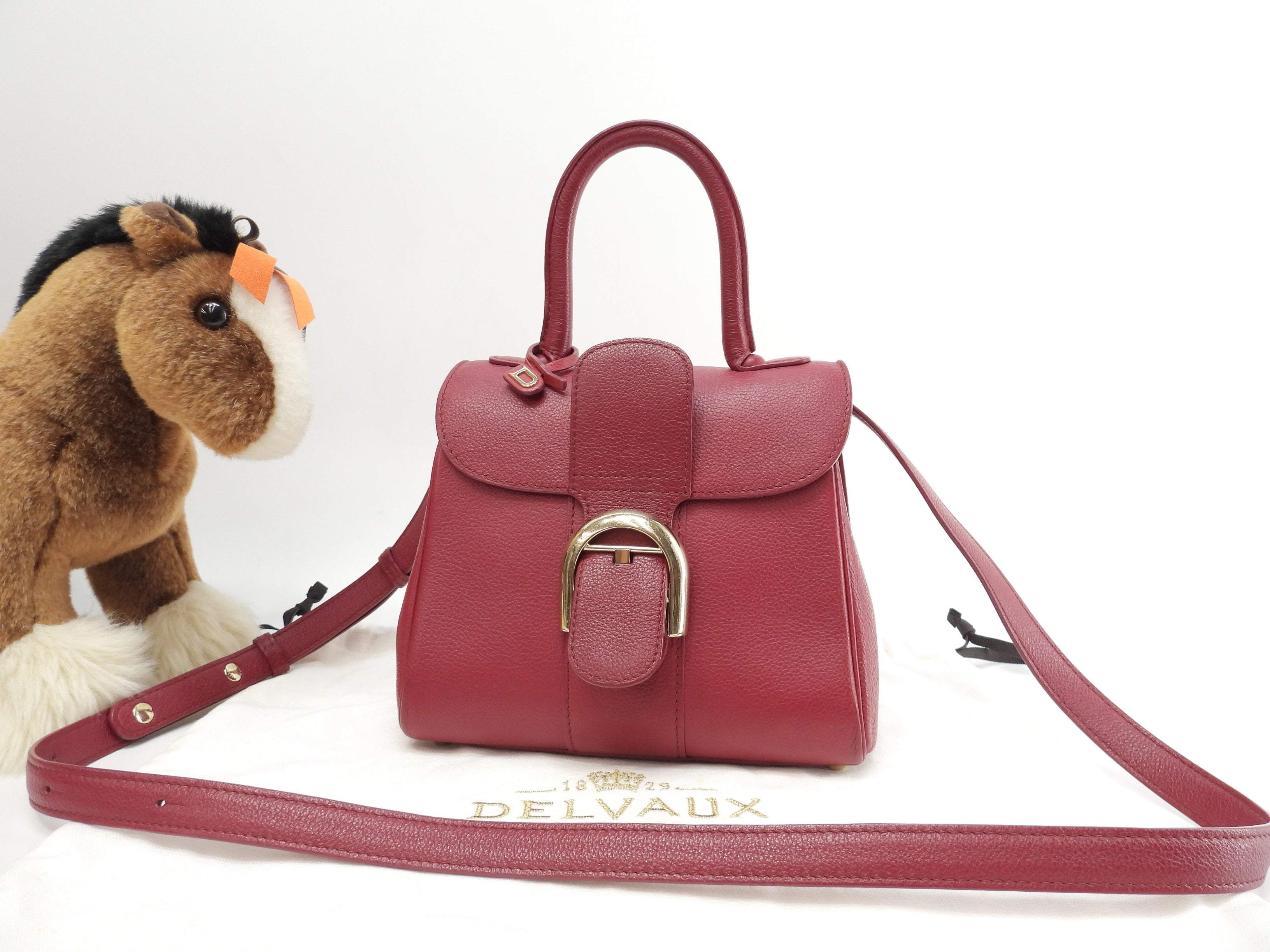 Borsa a mano Delvaux Brillant Mini in pelle stampata rossa, pochette, borsa a tracolla@IO3H