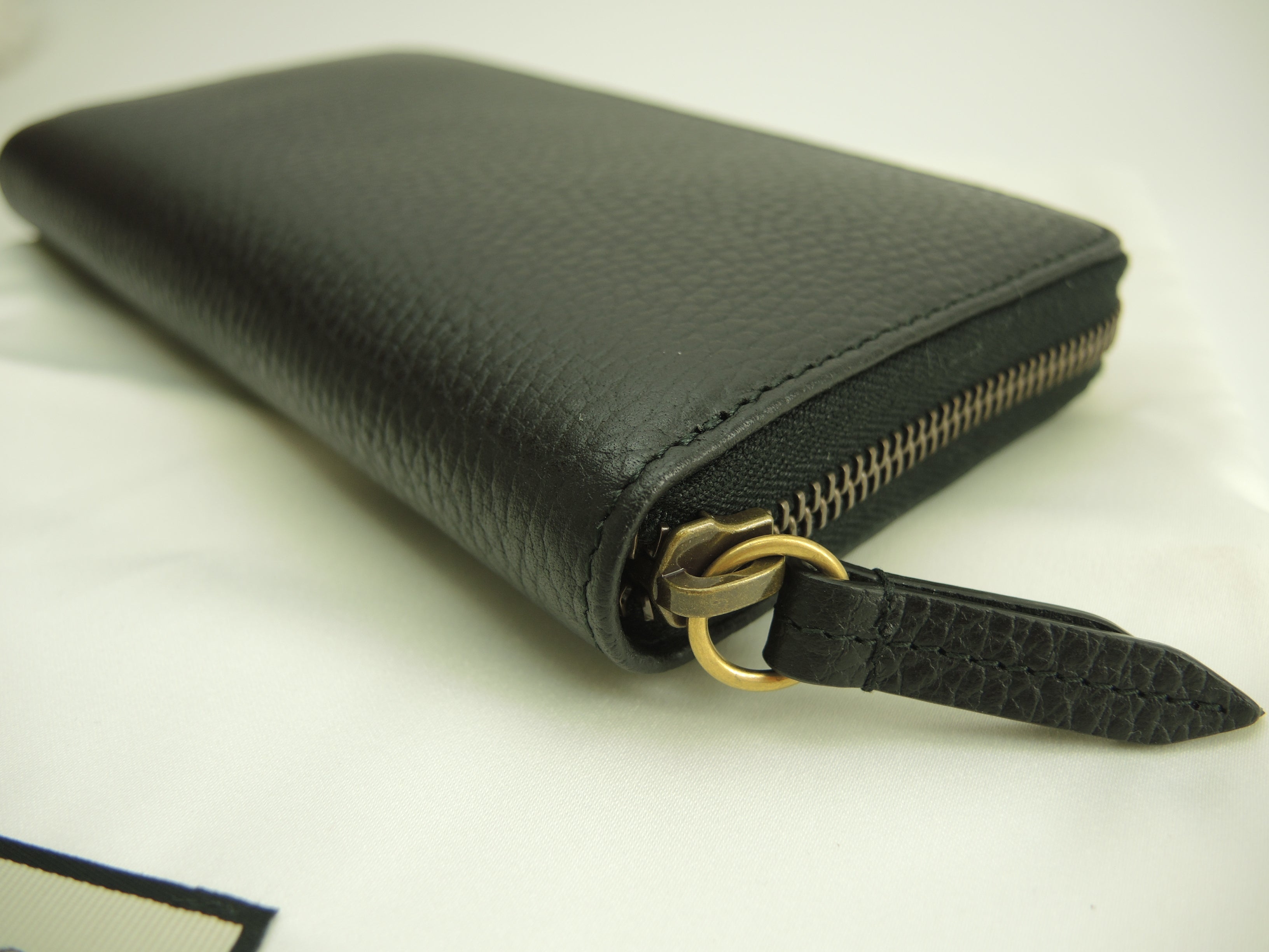 Gucci Portafoglio Zip Around GG Marmont Pelle Nera Portafoglio Lungo Fiocco Nuovo@5