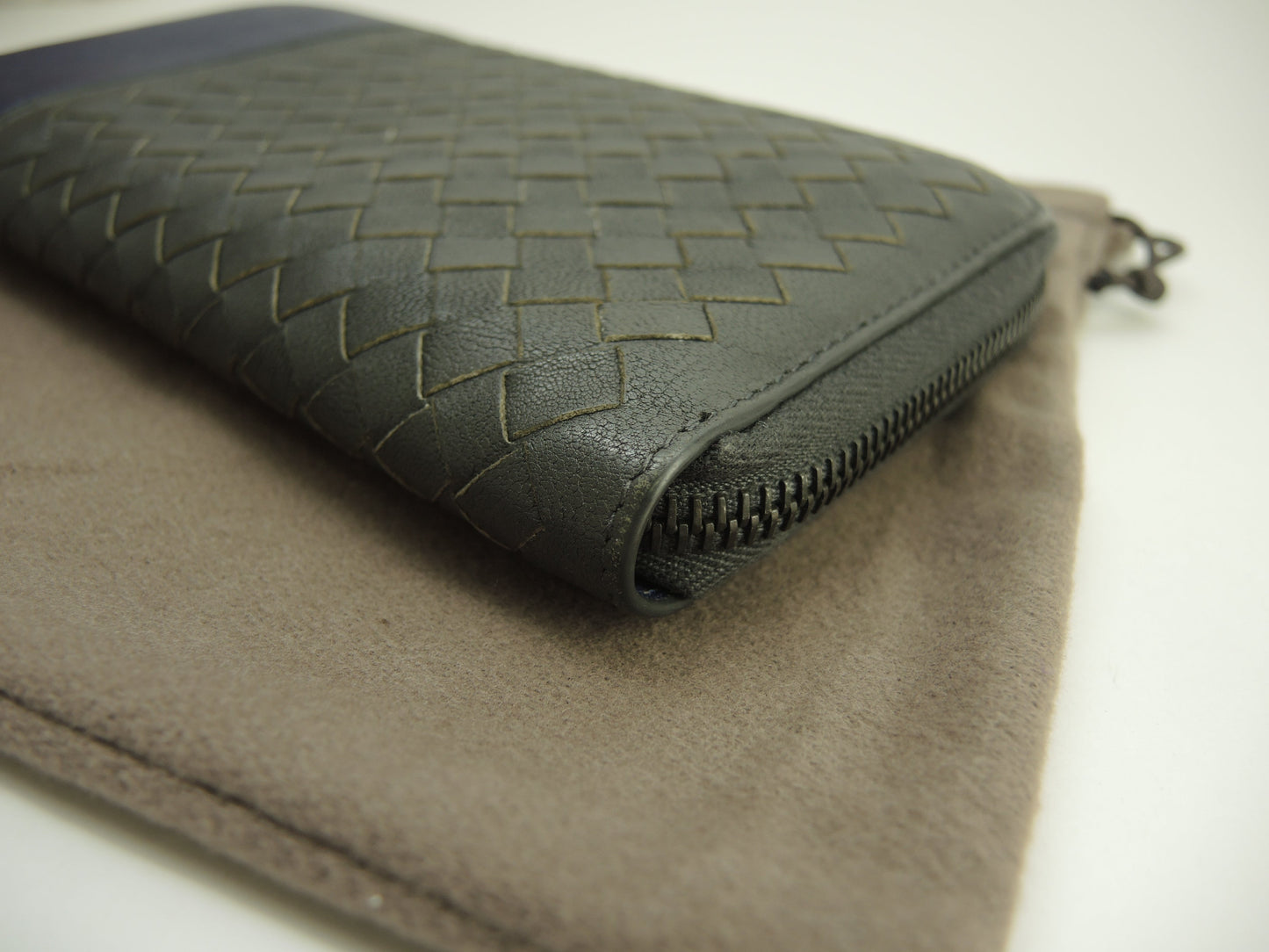 Bottega Veneta Portafoglio lungo Intrecciato Pelle grigio-blu Portafoglio zip @B04656388Q