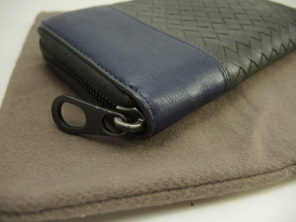 Bottega Veneta Portafoglio lungo Intrecciato Pelle grigio-blu Portafoglio zip @B04656388Q