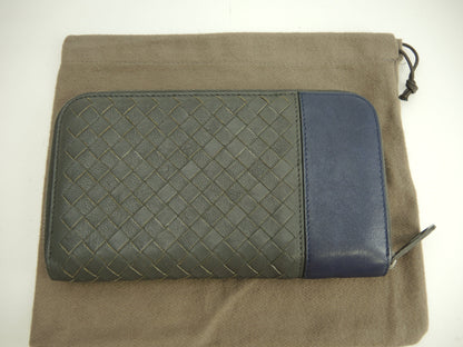 Bottega Veneta Portafoglio lungo Intrecciato Pelle grigio-blu Portafoglio zip @B04656388Q