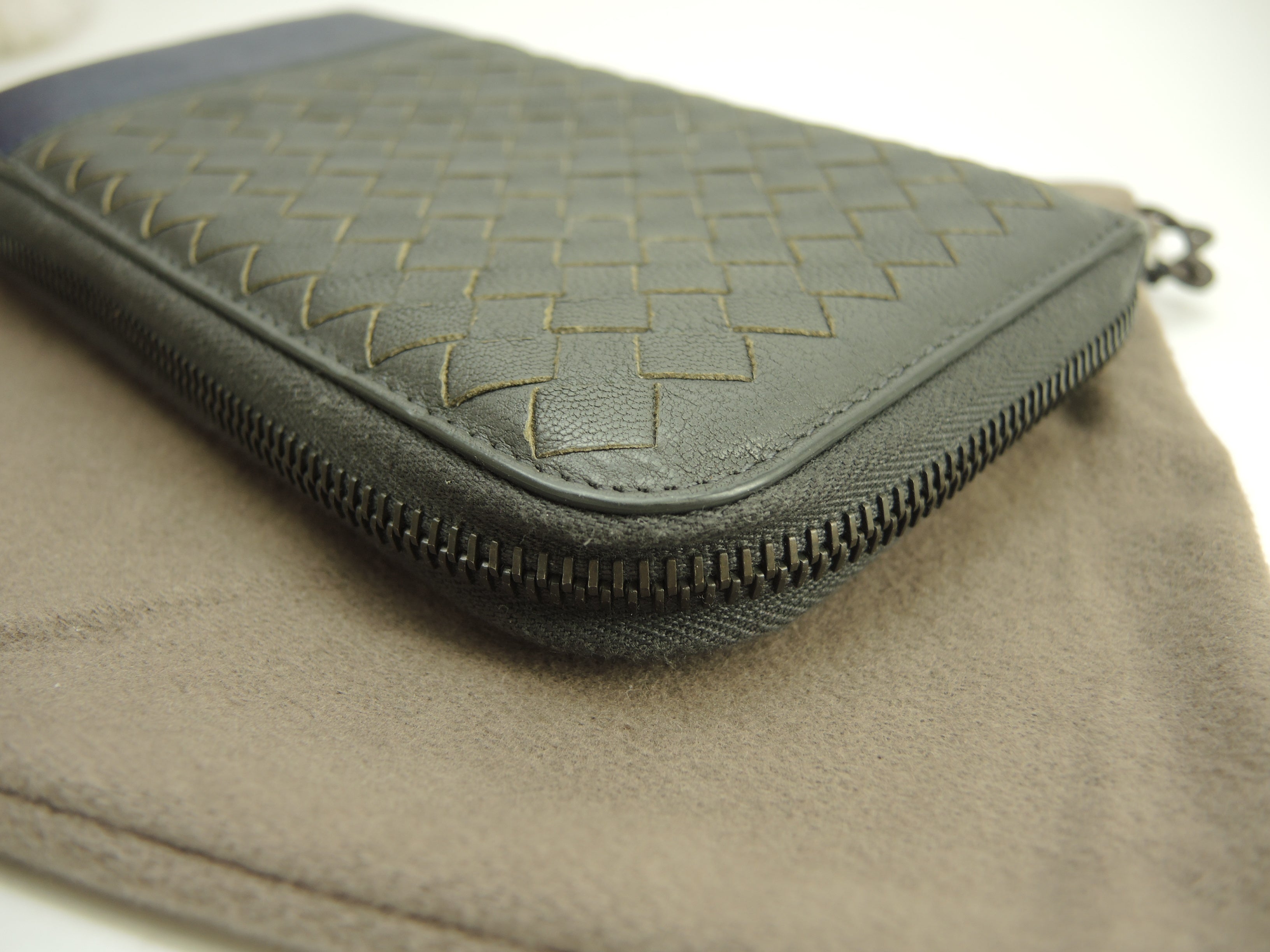 Bottega Veneta Portafoglio lungo Intrecciato Pelle grigio-blu Portafoglio zip @B04656388Q