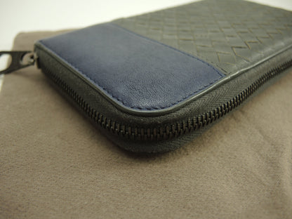 Bottega Veneta Portafoglio lungo Intrecciato Pelle grigio-blu Portafoglio zip @B04656388Q