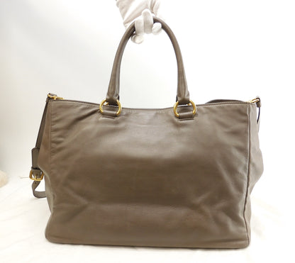 Prada borsa a mano da uomo in pelle grigia con tracolla, tote bag@85M