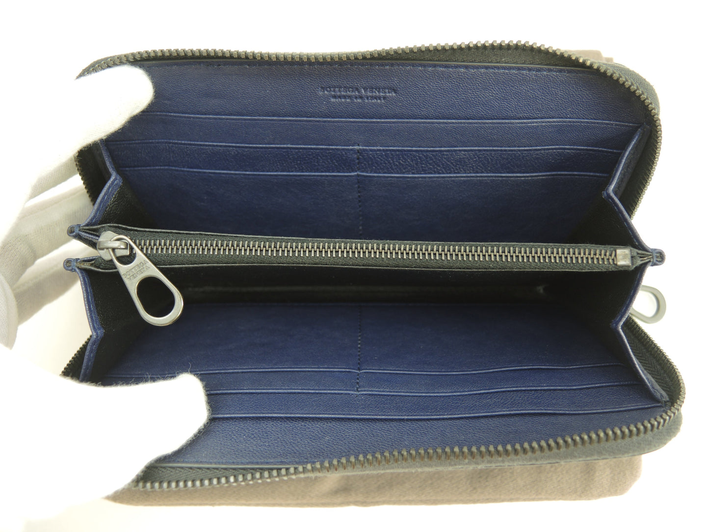 Bottega Veneta Portafoglio lungo Intrecciato Pelle grigio-blu Portafoglio zip @B04656388Q