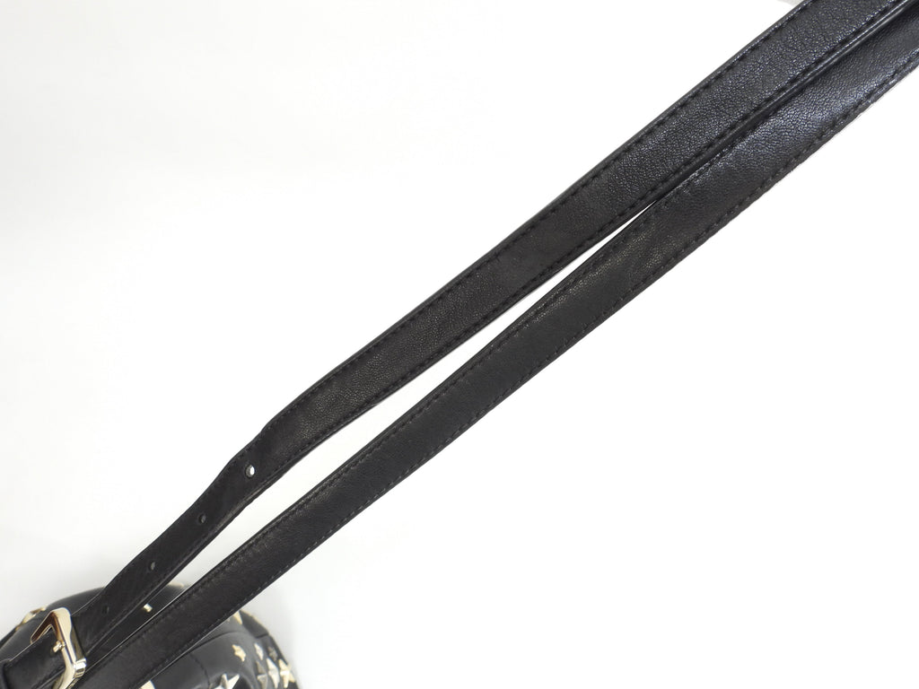 Jimmy Choo Pochette JUNO in pelle nera Borsa a tracolla con coulisse Ottime condizioni@XLSGT3