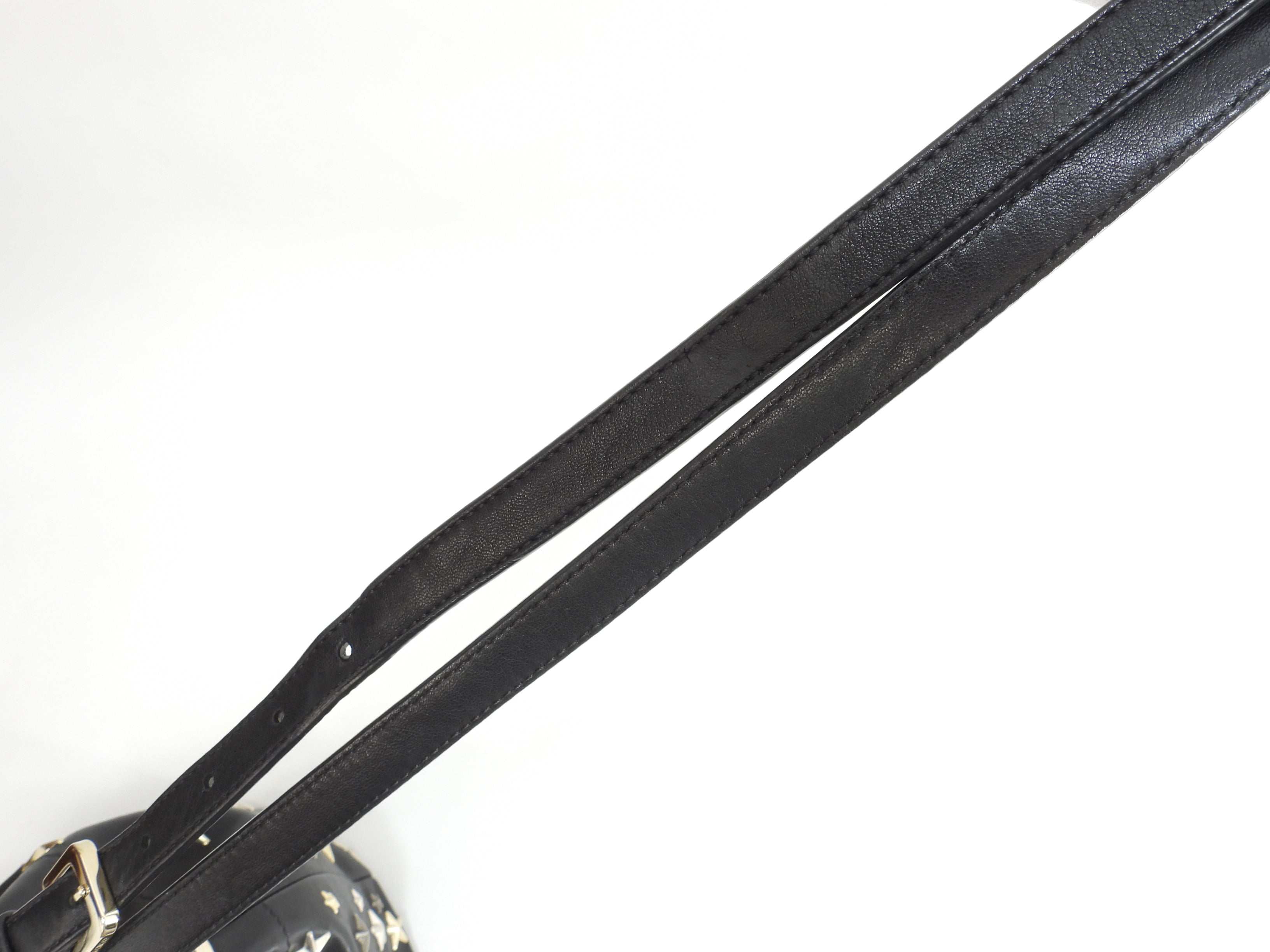Jimmy Choo Pochette JUNO in pelle nera Borsa a tracolla con coulisse Ottime condizioni@XLSGT3