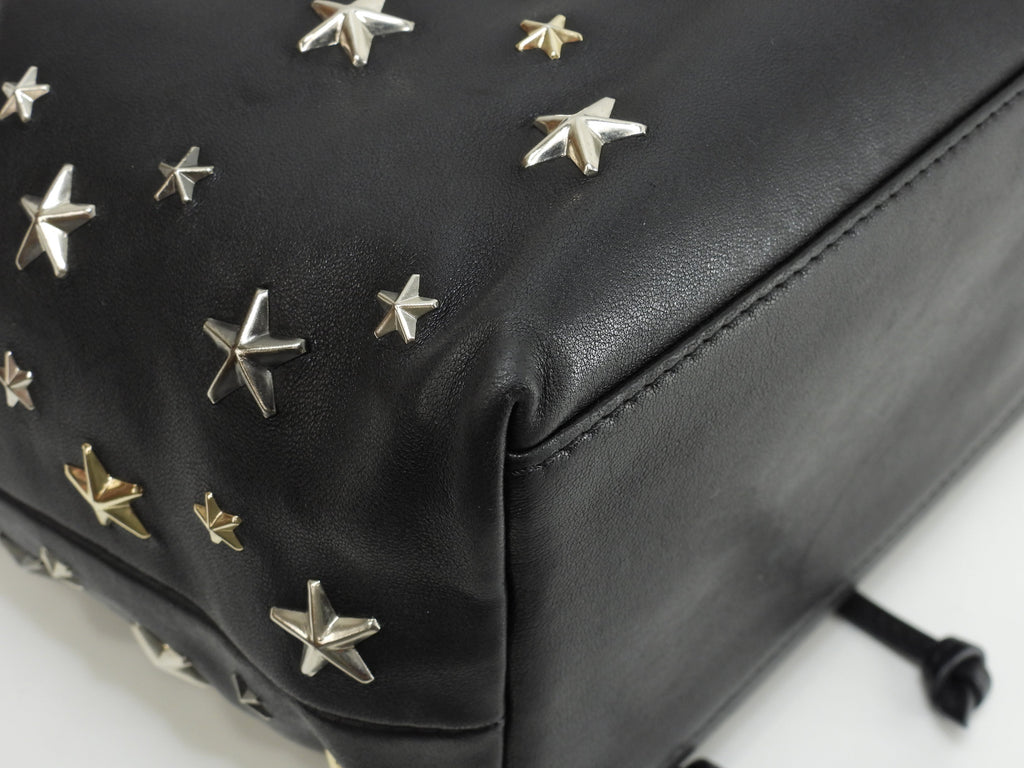 Jimmy Choo Pochette JUNO in pelle nera Borsa a tracolla con coulisse Ottime condizioni@XLSGT3