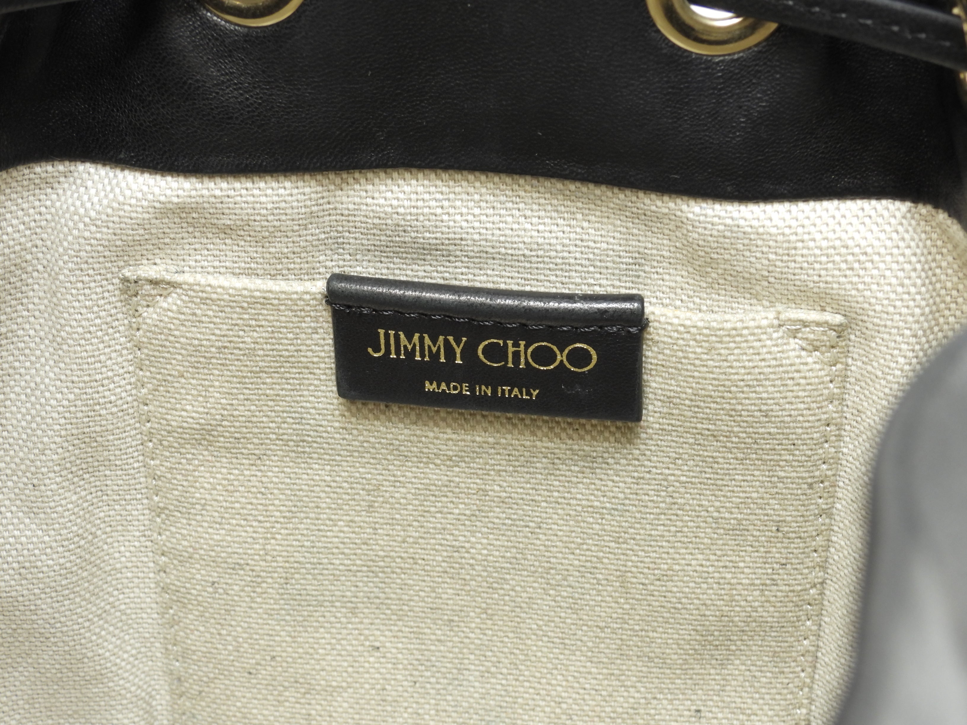 Jimmy Choo Pochette JUNO in pelle nera Borsa a tracolla con coulisse Ottime condizioni@XLSGT3