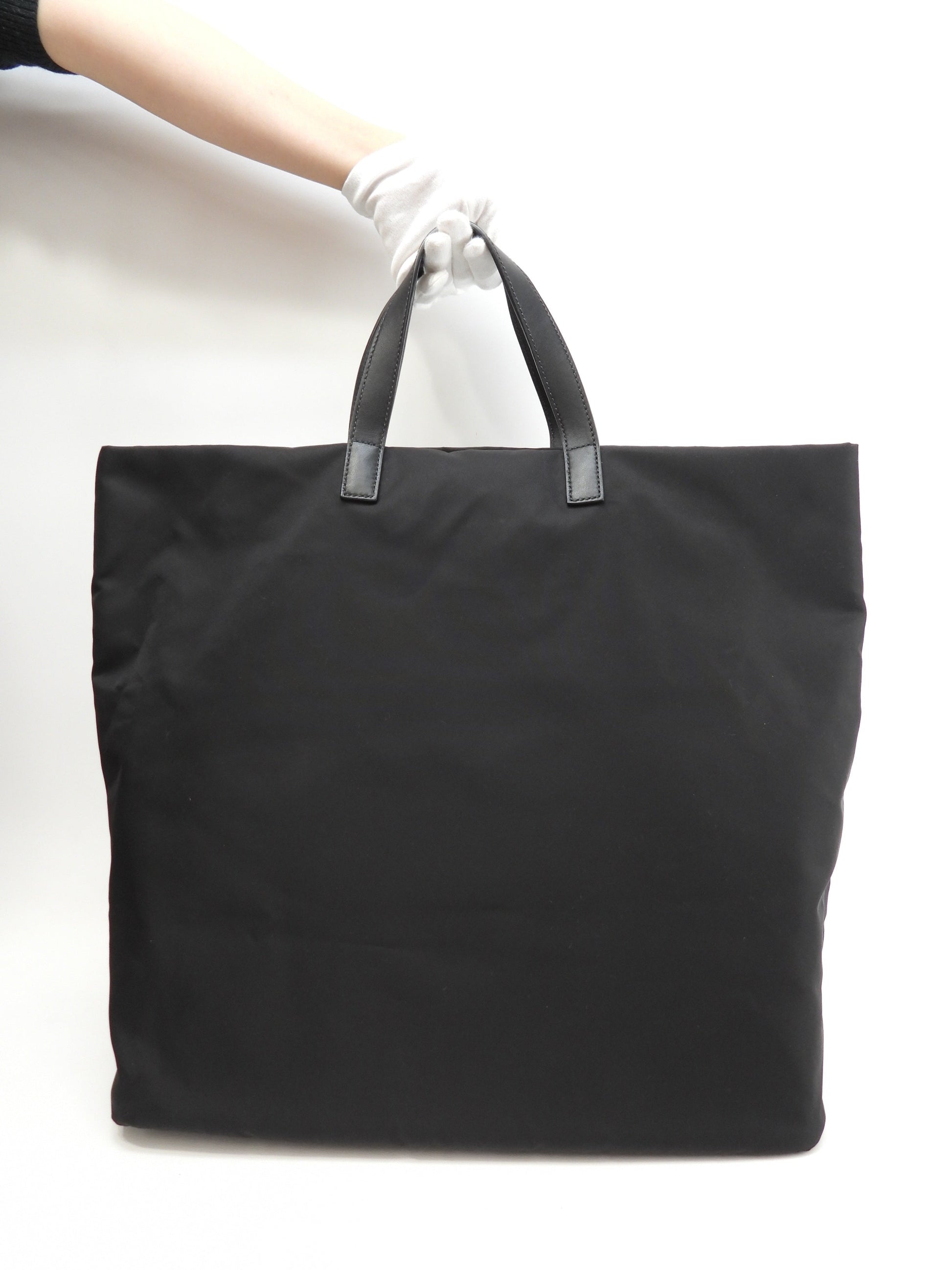 プラダ トートバッグ メンズ ナイロン黒 縦長ハンドバッグ 極美品@173