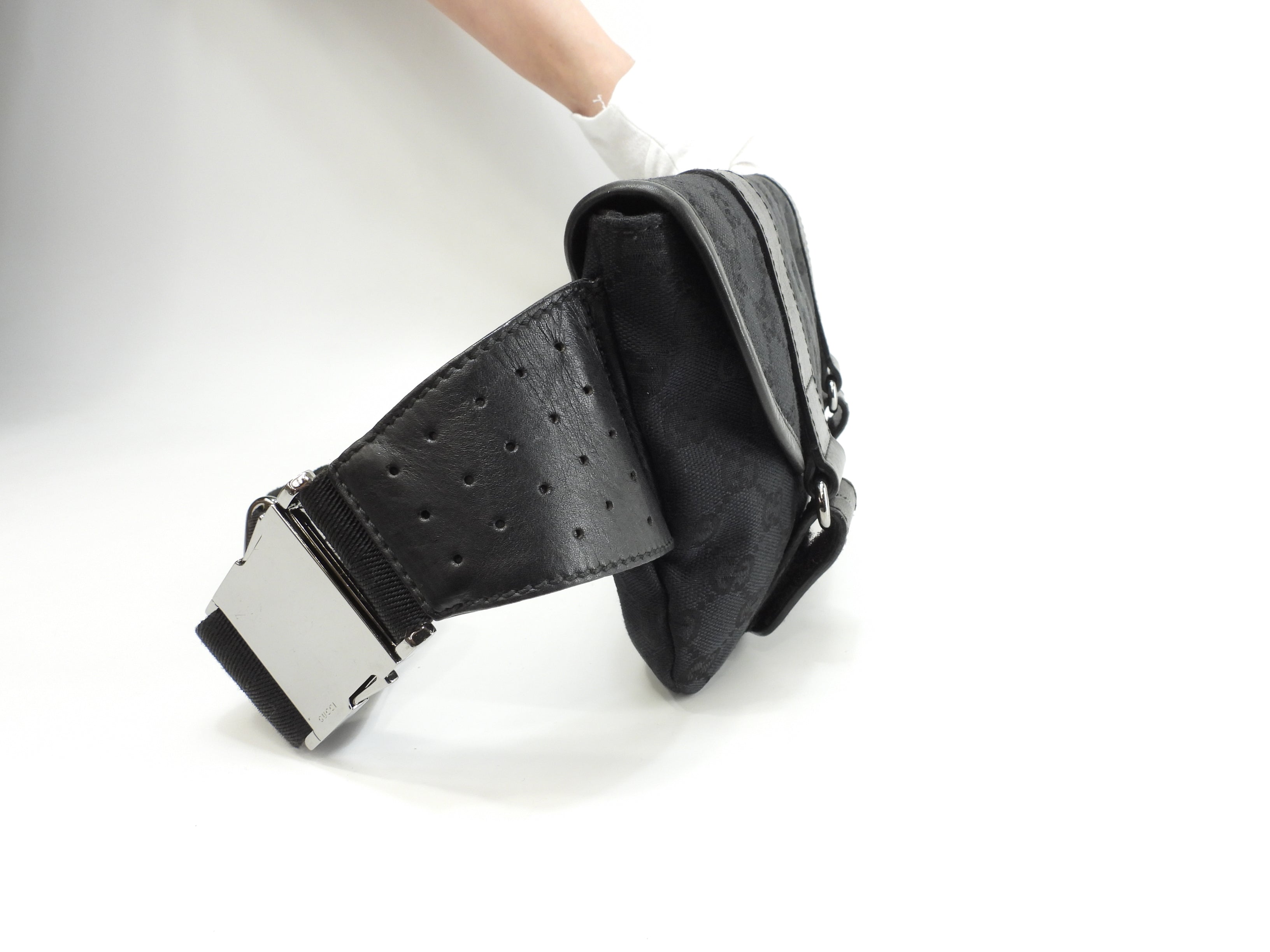 Gucci marsupio GG Supreme denim pelle nera marsupio marsupio come nuovo @ 6