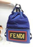 Fendi Sling Zaino "Vocabulary" in nylon blu Borsa a tracolla come nuova @ 1