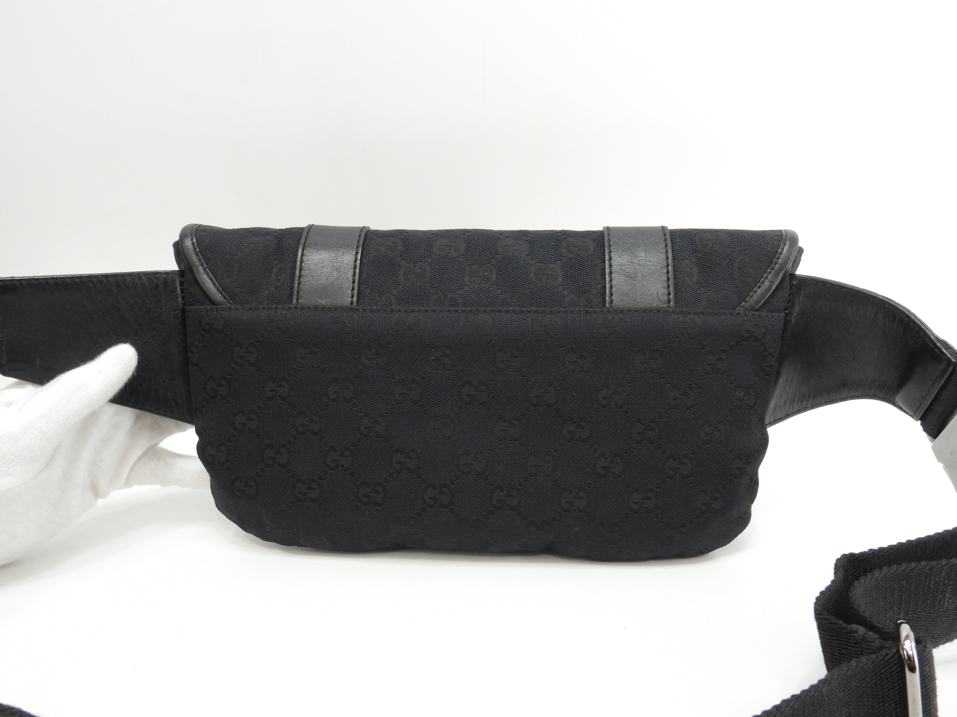 Gucci marsupio GG Supreme denim pelle nera marsupio marsupio come nuovo @ 6