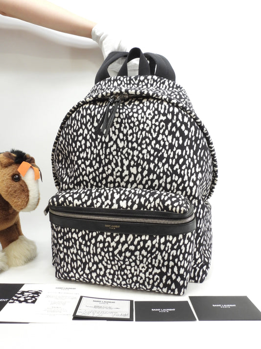 Sanit Laurent Zaino City Denim nero e bianco Rucksack Babycat Ottime condizioni@7