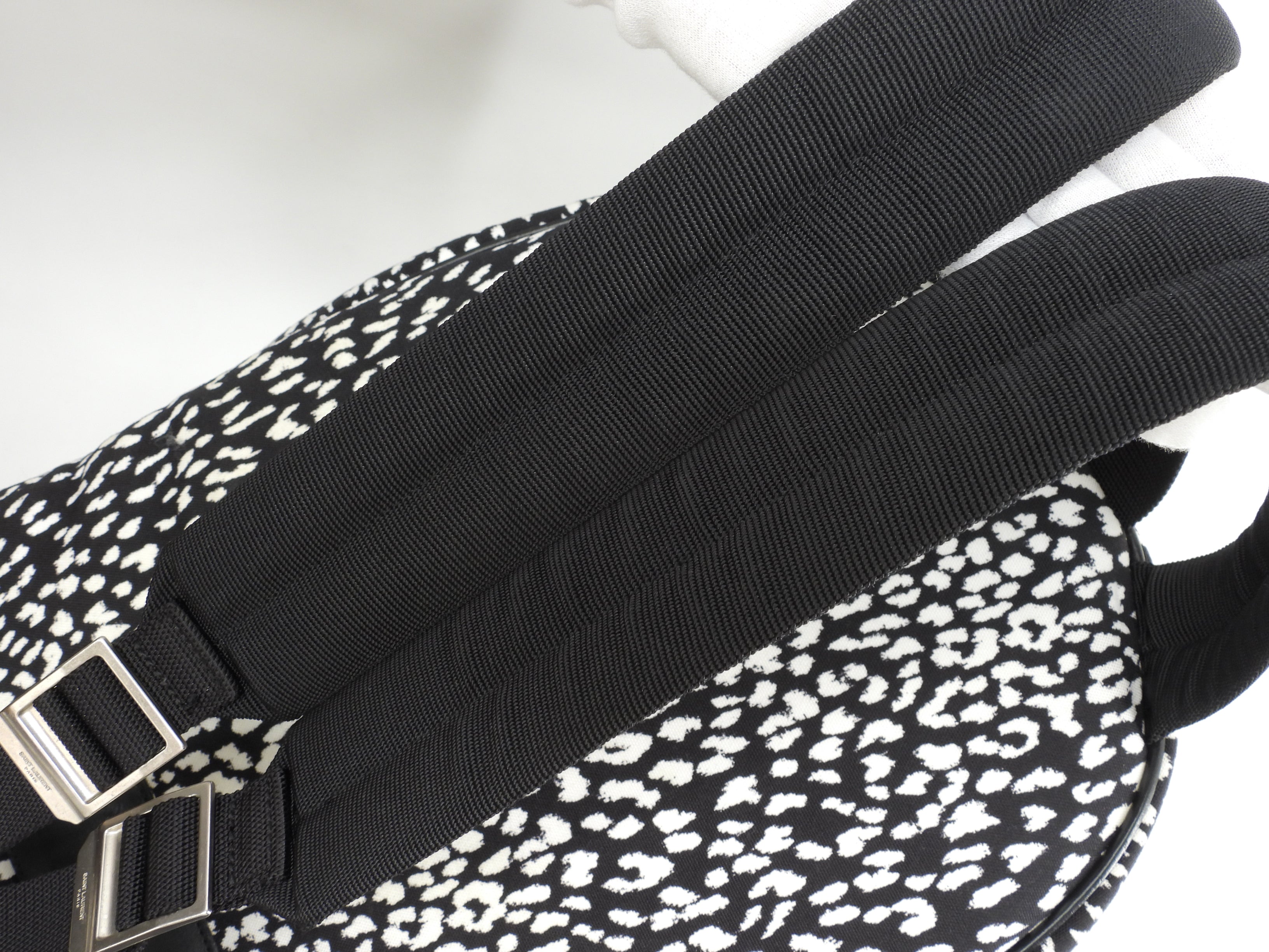 Sanit Laurent Zaino City Denim nero e bianco Rucksack Babycat Ottime condizioni@7