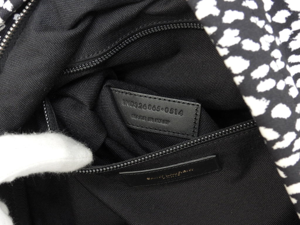 Sanit Laurent Zaino City Denim nero e bianco Rucksack Babycat Ottime condizioni@7