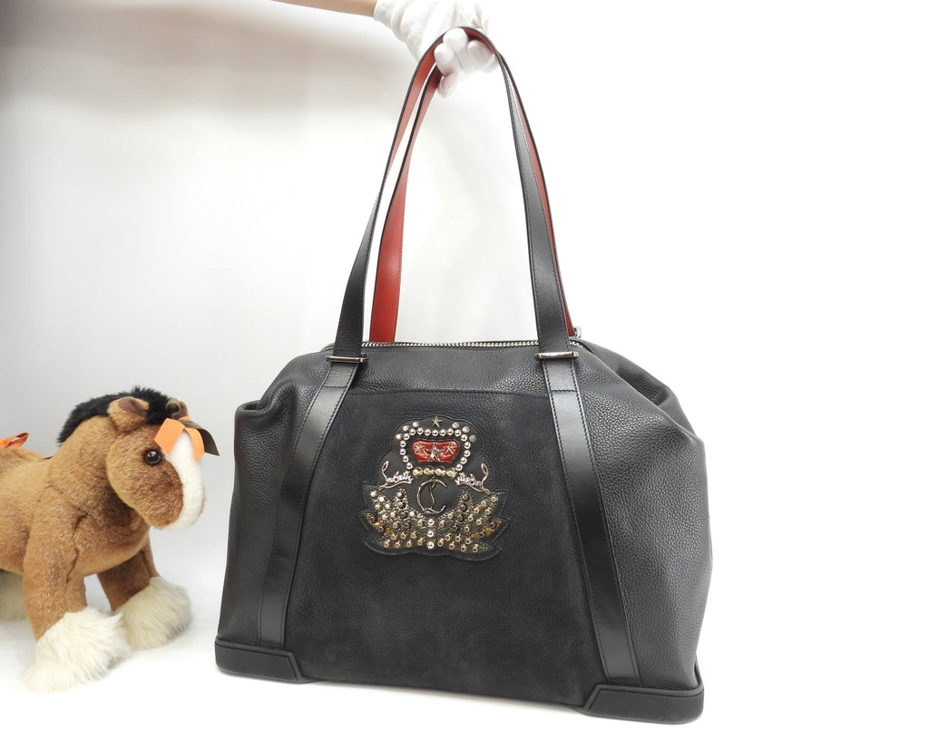 Christian Louboutin Holdall Borsa Tote da uomo in pelle nera Damon Usata in ottime condizioni @ 2
