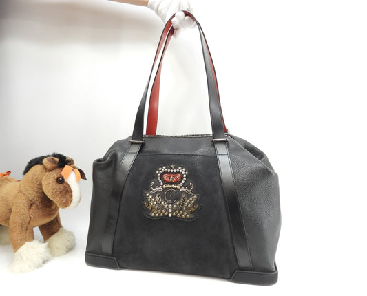 Christian Louboutin Holdall Borsa Tote da uomo in pelle nera Damon Usata in ottime condizioni @ 2