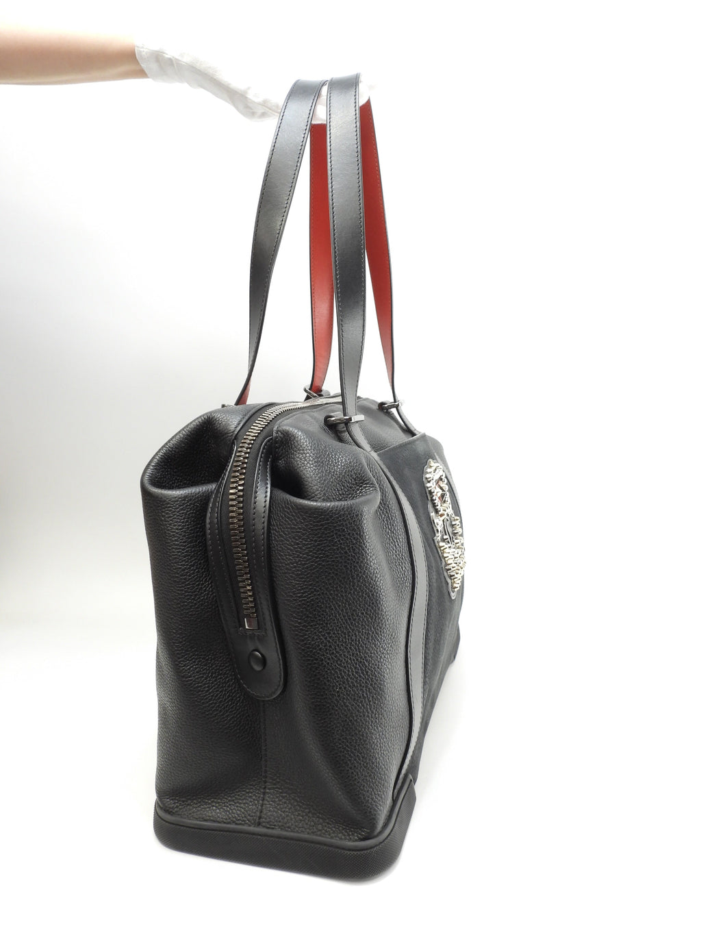 Christian Louboutin Holdall Borsa Tote da uomo in pelle nera Damon Usata in ottime condizioni @ 2