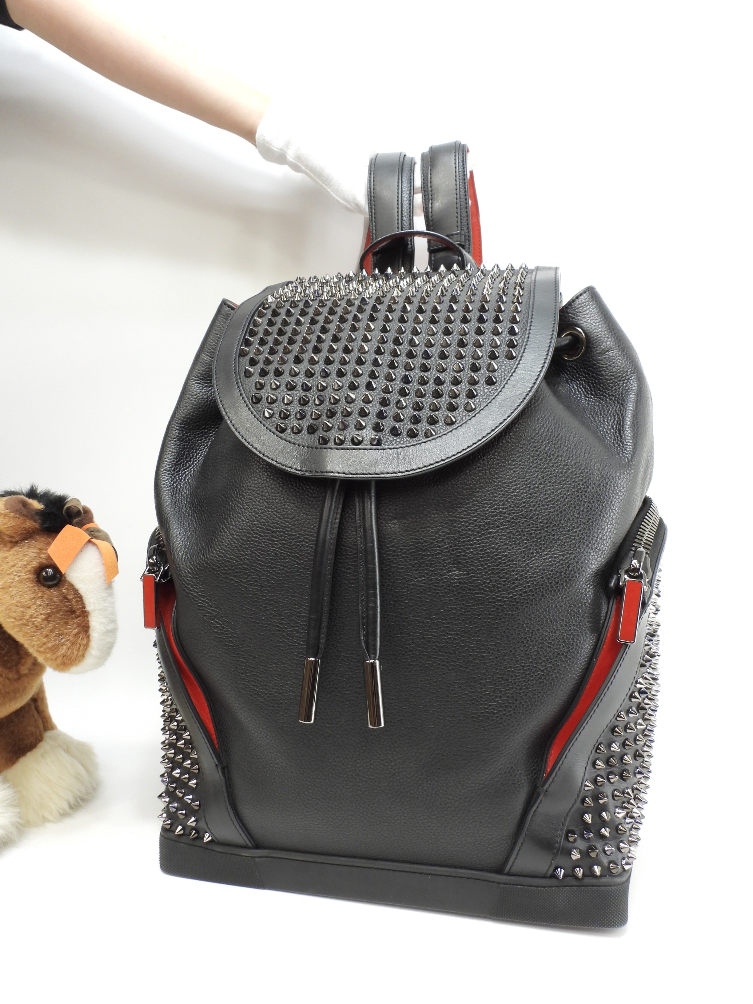 クリスチャンルブタン エクスプローラファンク 銀スタッズ レザー黒 バックパック リュック 美品@ 1