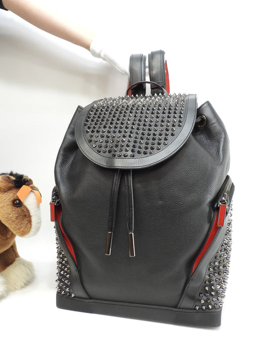 Christian Louboutin Explorafunk, zaino in pelle nera con borchie argentate, come nuovo @ 1