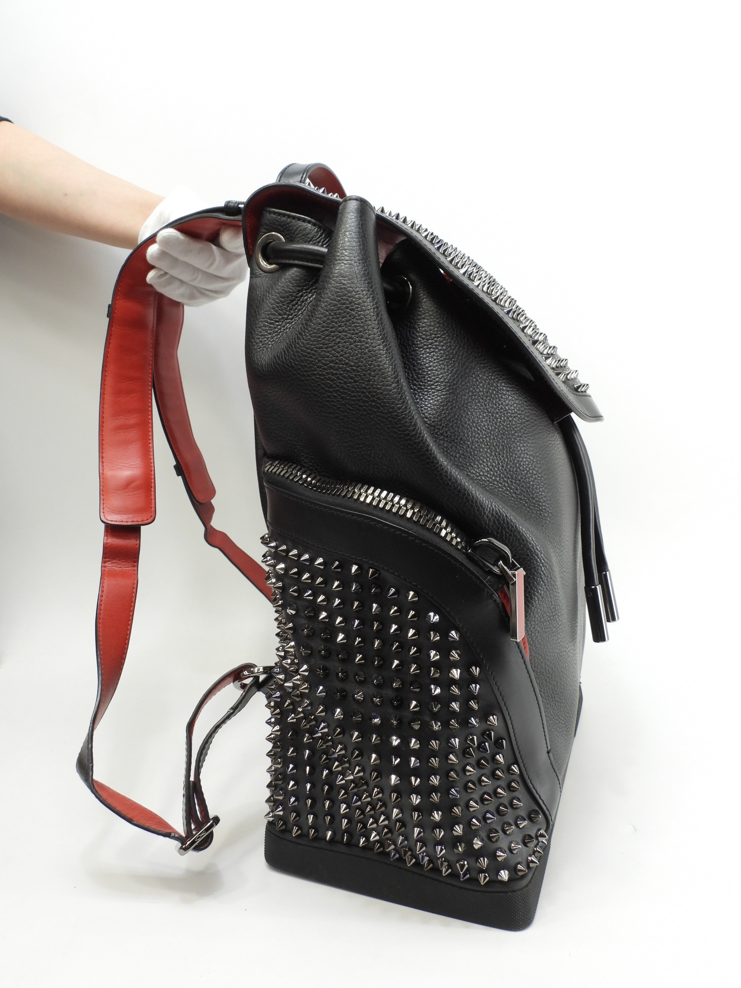 クリスチャンルブタン エクスプローラファンク 銀スタッズ レザー黒 バックパック リュック 美品@ 1