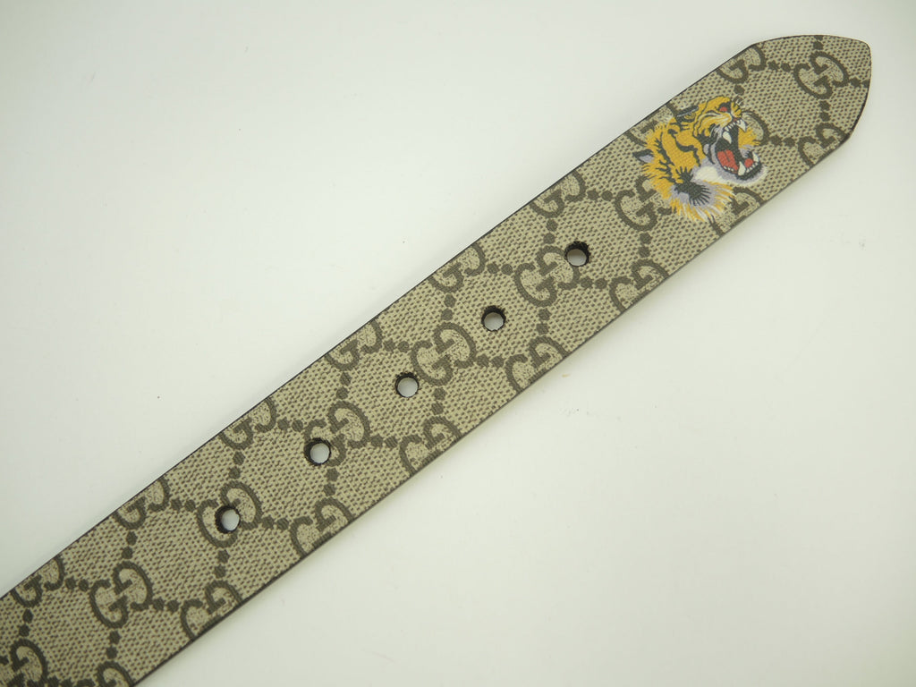 Gucci cintura con fibbia 95cm Tigre GG Supreme da uomo Nuova@ 2