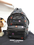 Zaino Saint Laurent City YSL in pelle glitterata con stelle, nero, usato ma in ottime condizioni @LY454319-1016