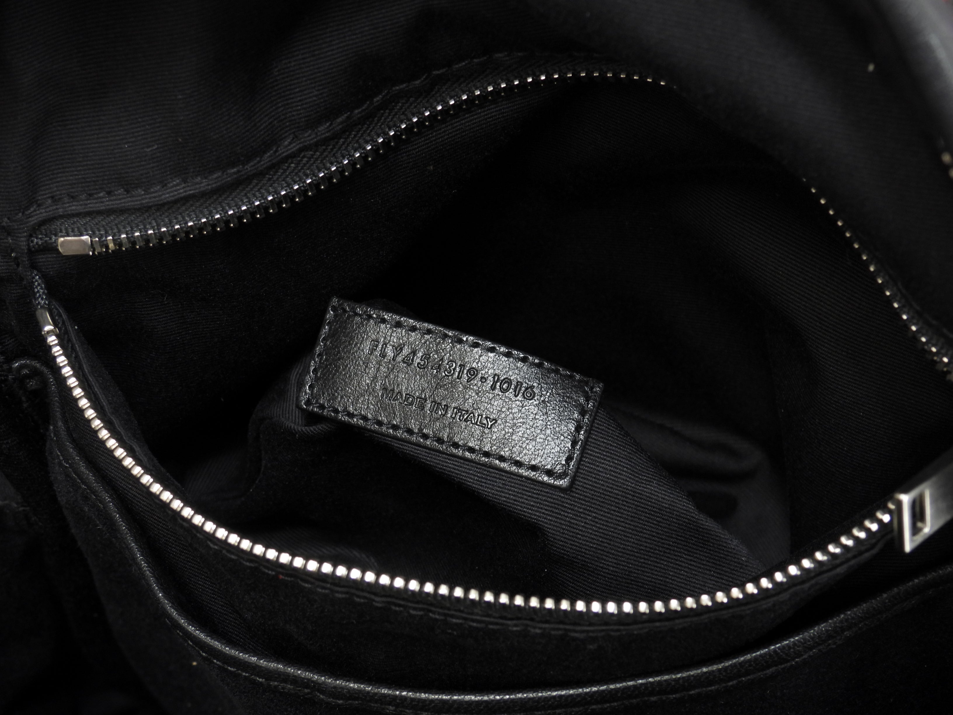Zaino Saint Laurent City YSL in pelle glitterata con stelle, nero, usato ma in ottime condizioni @LY454319-1016