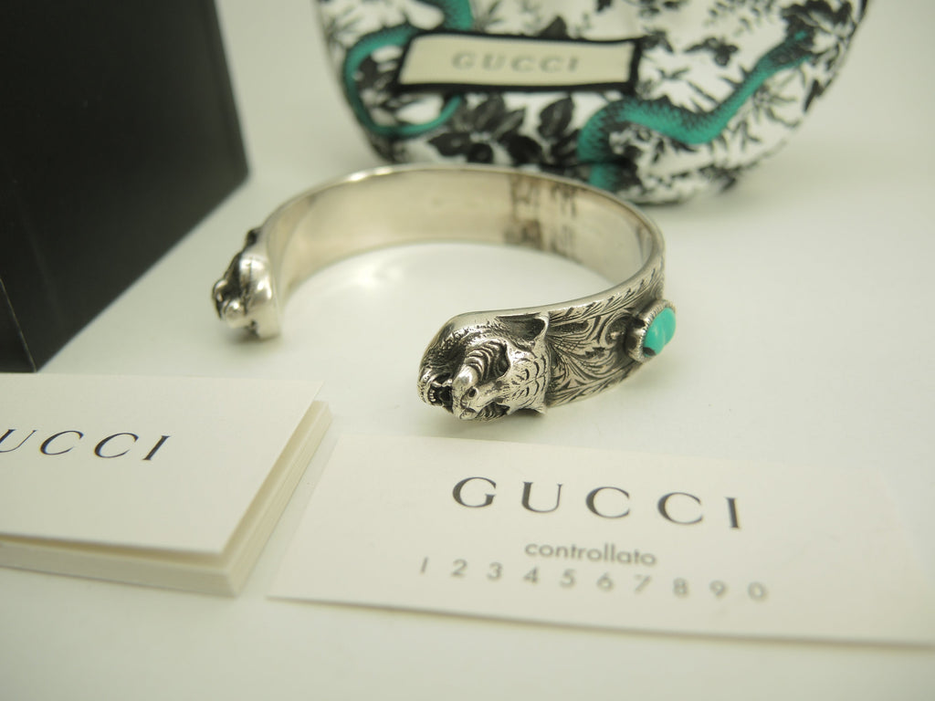 Gucci bracciale rigido testa di tigre con pietre AG925 braccialetto in argento 925@ 5