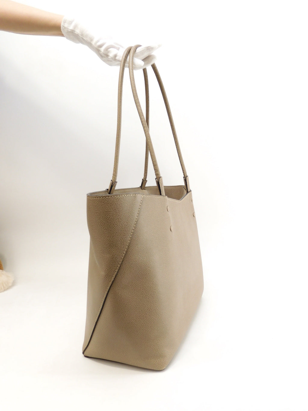 Valextra Amica Small Borsa Tote in Pelle Grigia Condizioni Eccellenti @N382074