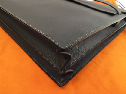 Hermès Kelly Depeches 38 Epsom/Etain Metalleria Argentata Cartella @□I