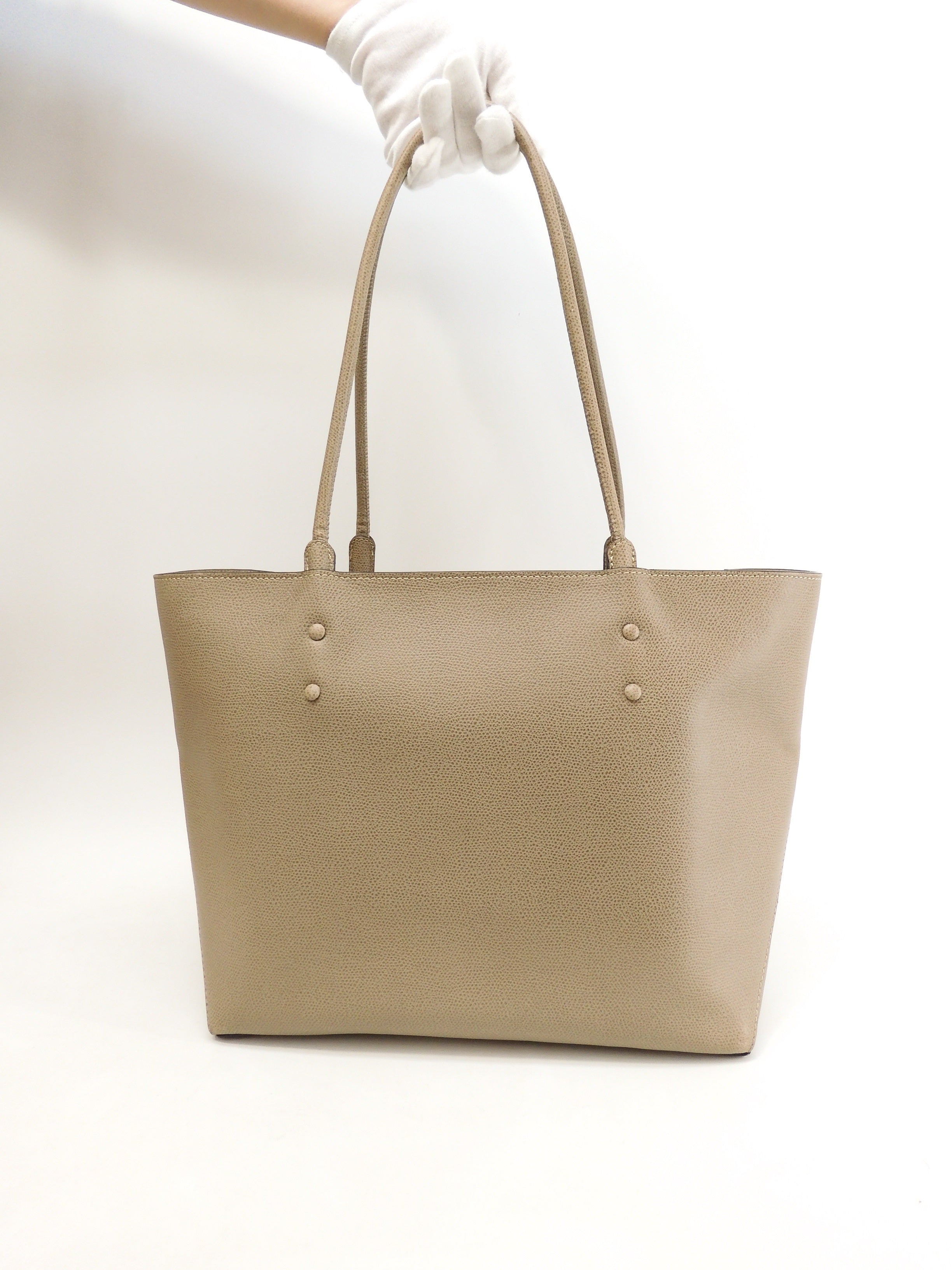 Valextra Amica Small Borsa Tote in Pelle Grigia Condizioni Eccellenti @N382074