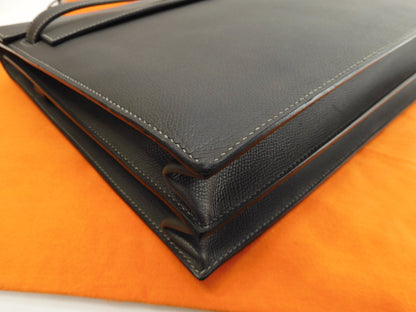Hermès Kelly Depeches 38 Epsom/Etain Metalleria Argentata Cartella @□I