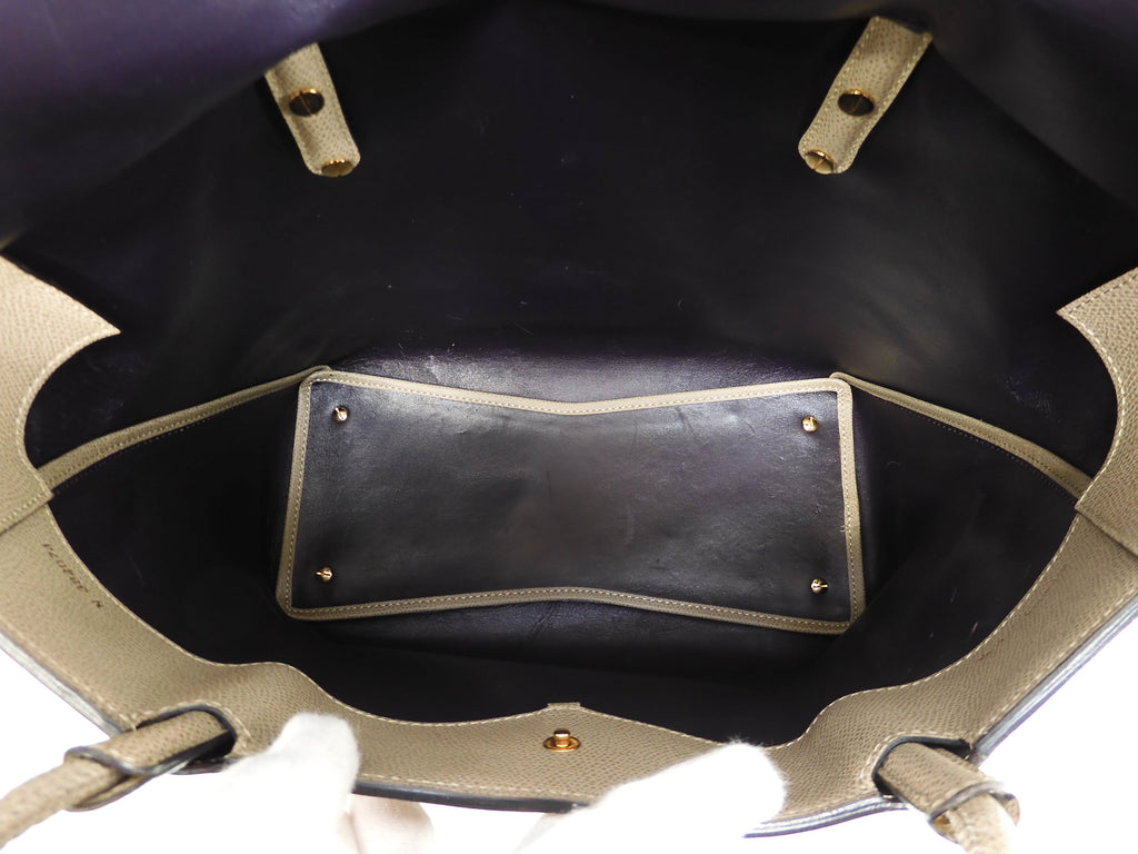 Valextra Amica Small Borsa Tote in Pelle Grigia Condizioni Eccellenti @N382074