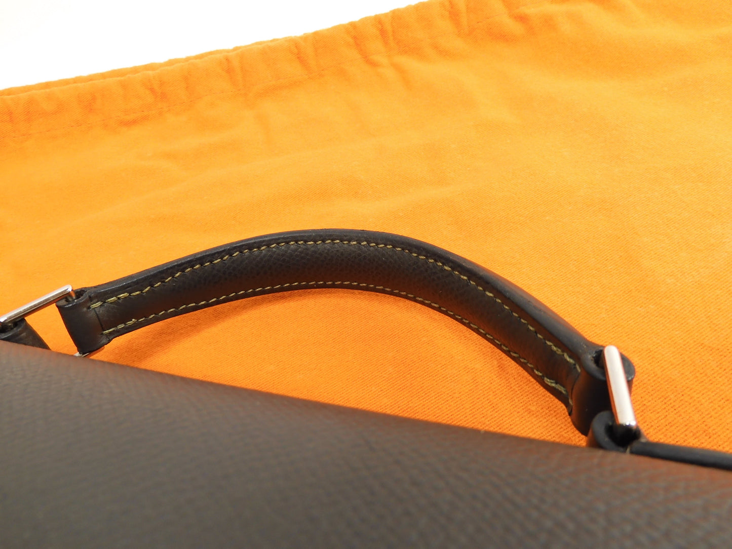 Hermès Kelly Depeches 38 Epsom/Etain Metalleria Argentata Cartella @□I