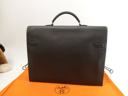 Hermès Kelly Depeches 38 Epsom/Etain Metalleria Argentata Cartella @□I