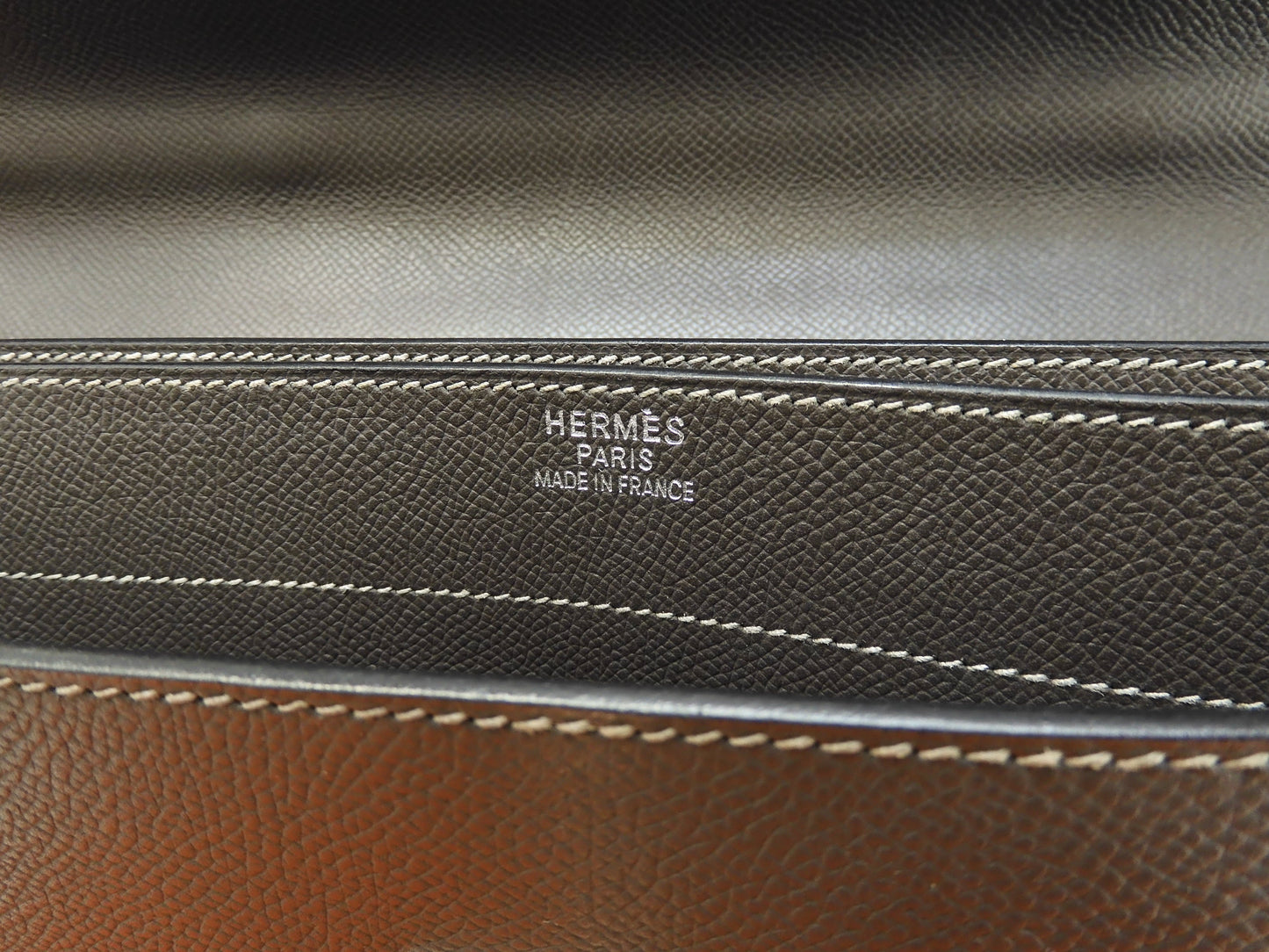 Hermès Kelly Depeches 38 Epsom/Etain Metalleria Argentata Cartella @□I