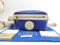 Gucci Marsupio in nylon e pelle GG blu crema, borsa a tracolla, borsa a vita, condizioni eccellenti@ 24