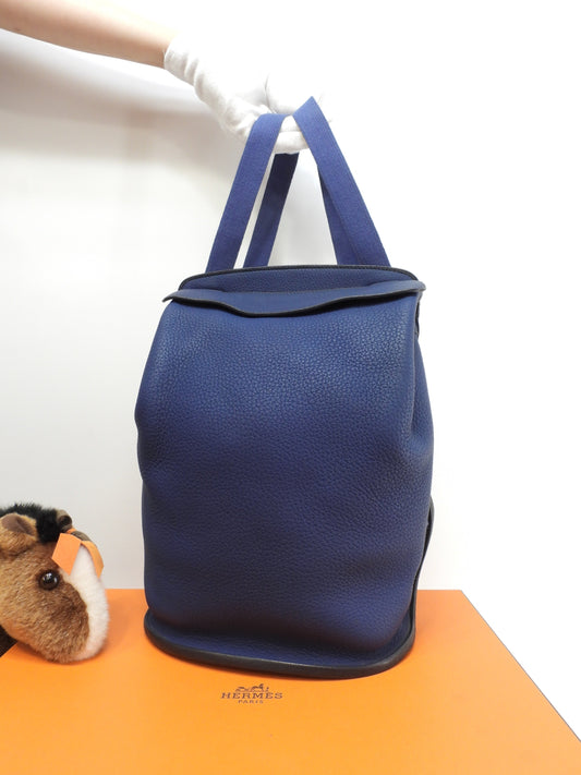 Hermes Cherpa PM, zaino in pelle Fjord blu, borsa, ottime condizioni @○Y