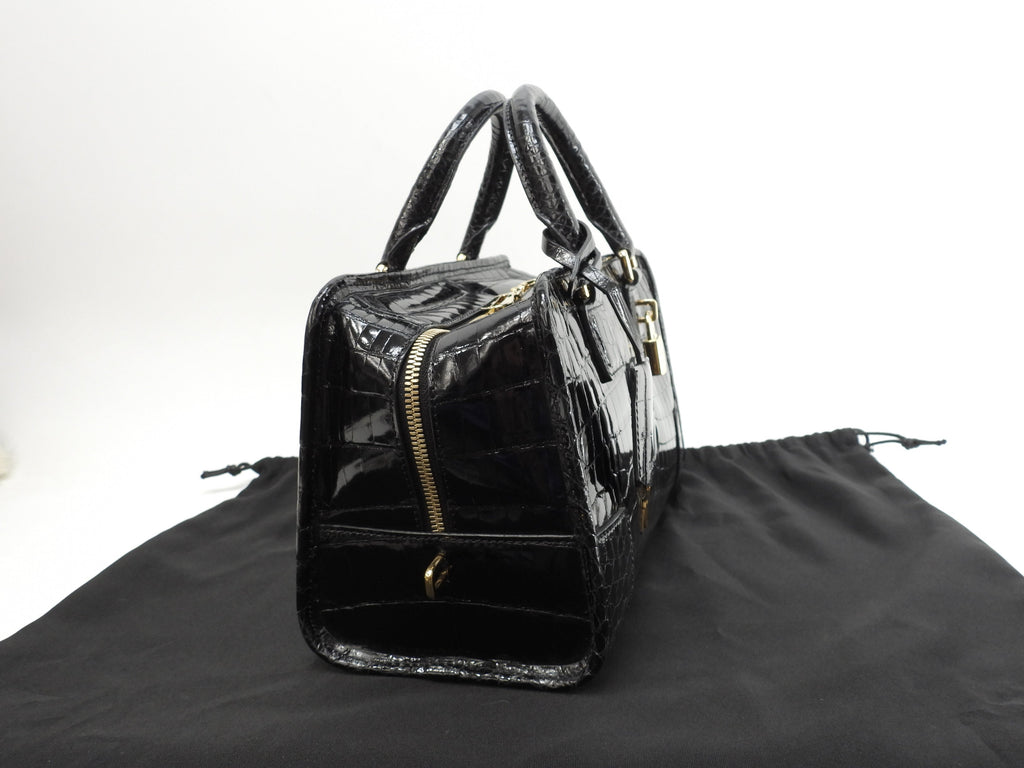 Loewe Amazona 28 Coccodrillo Nero Borsa a mano Hardware dorato Ottime condizioni@111160