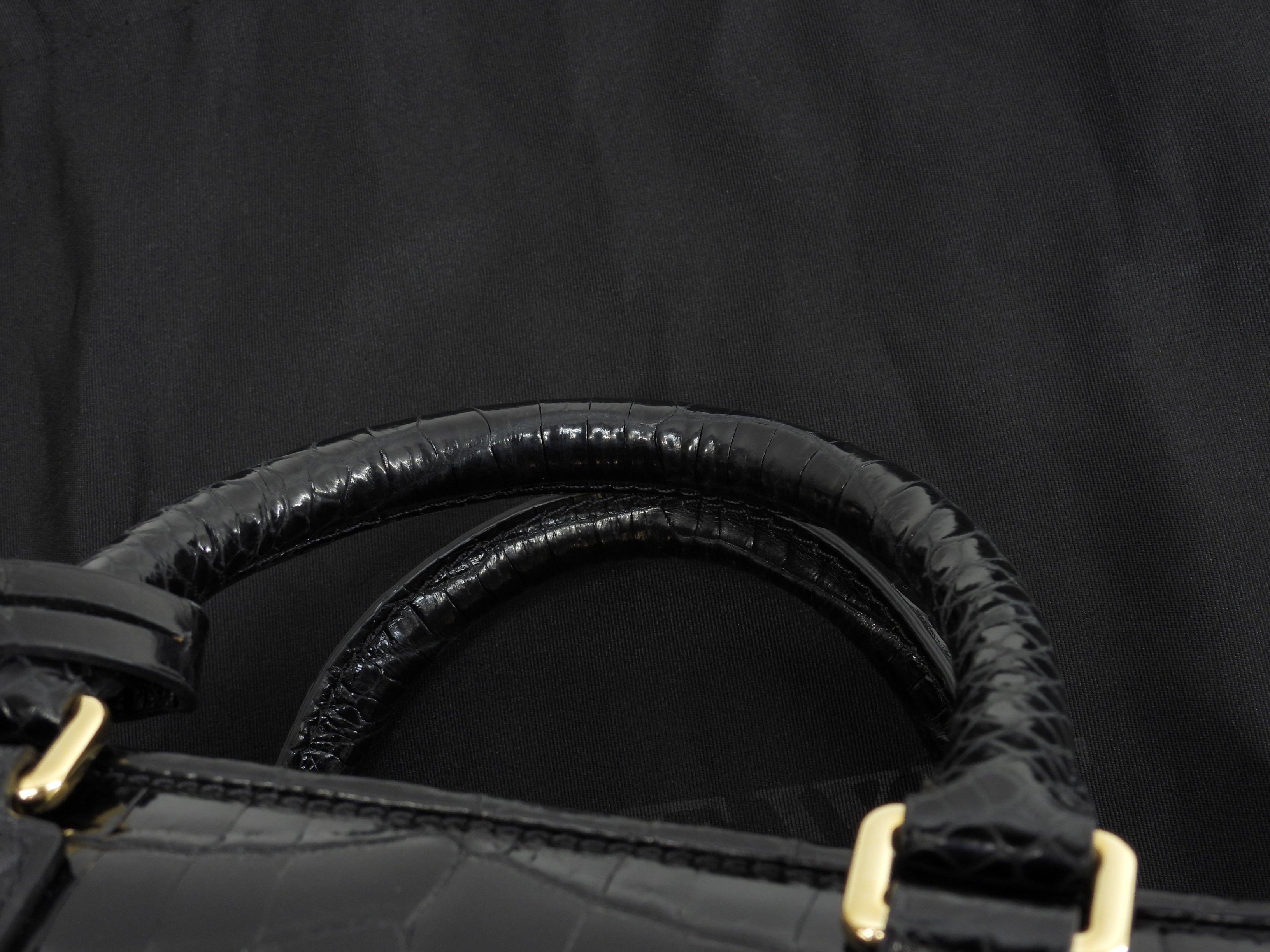 Loewe Amazona 28 Coccodrillo Nero Borsa a mano Hardware dorato Ottime condizioni@111160