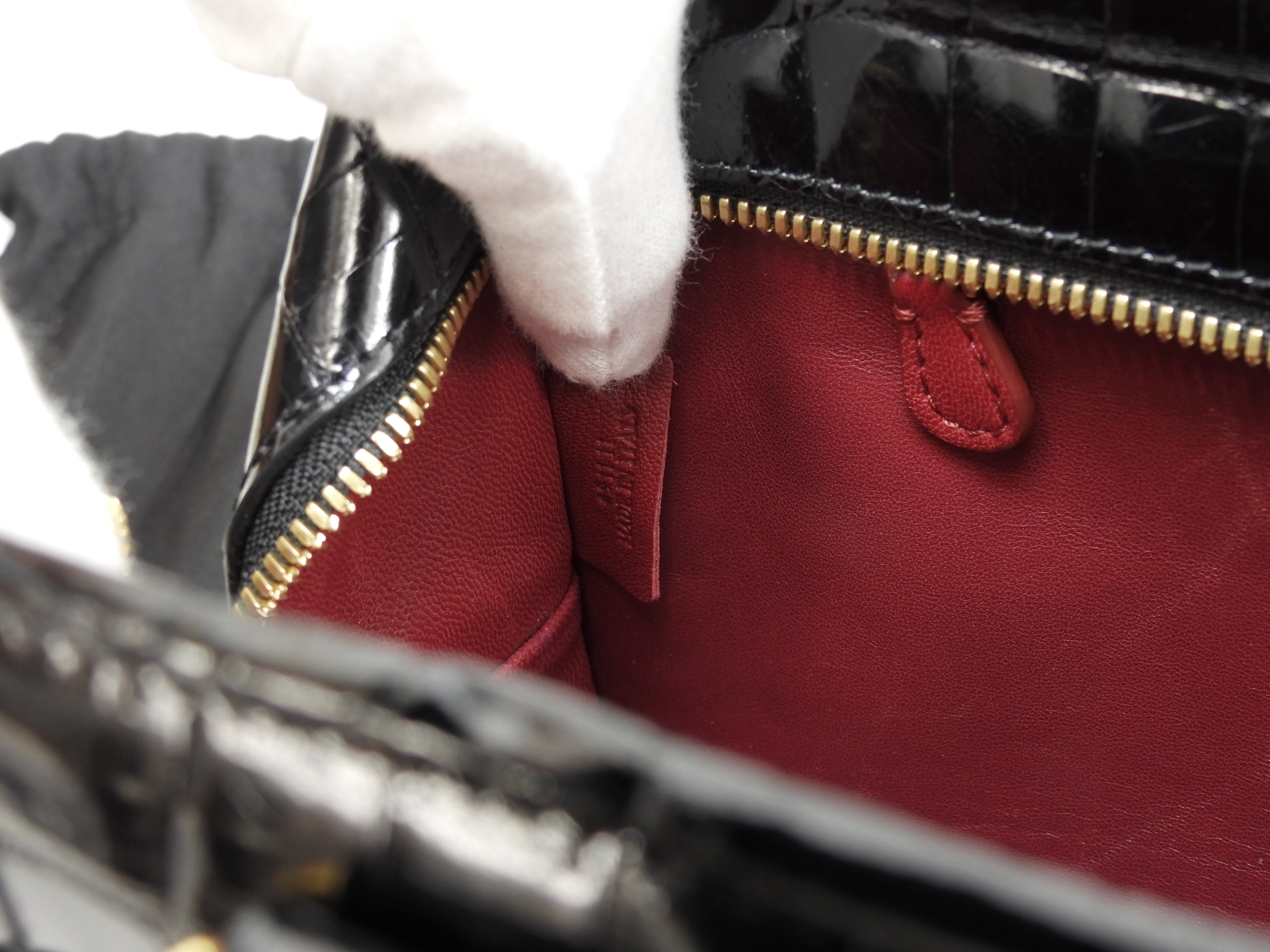 Loewe Amazona 28 Coccodrillo Nero Borsa a mano Hardware dorato Ottime condizioni@111160