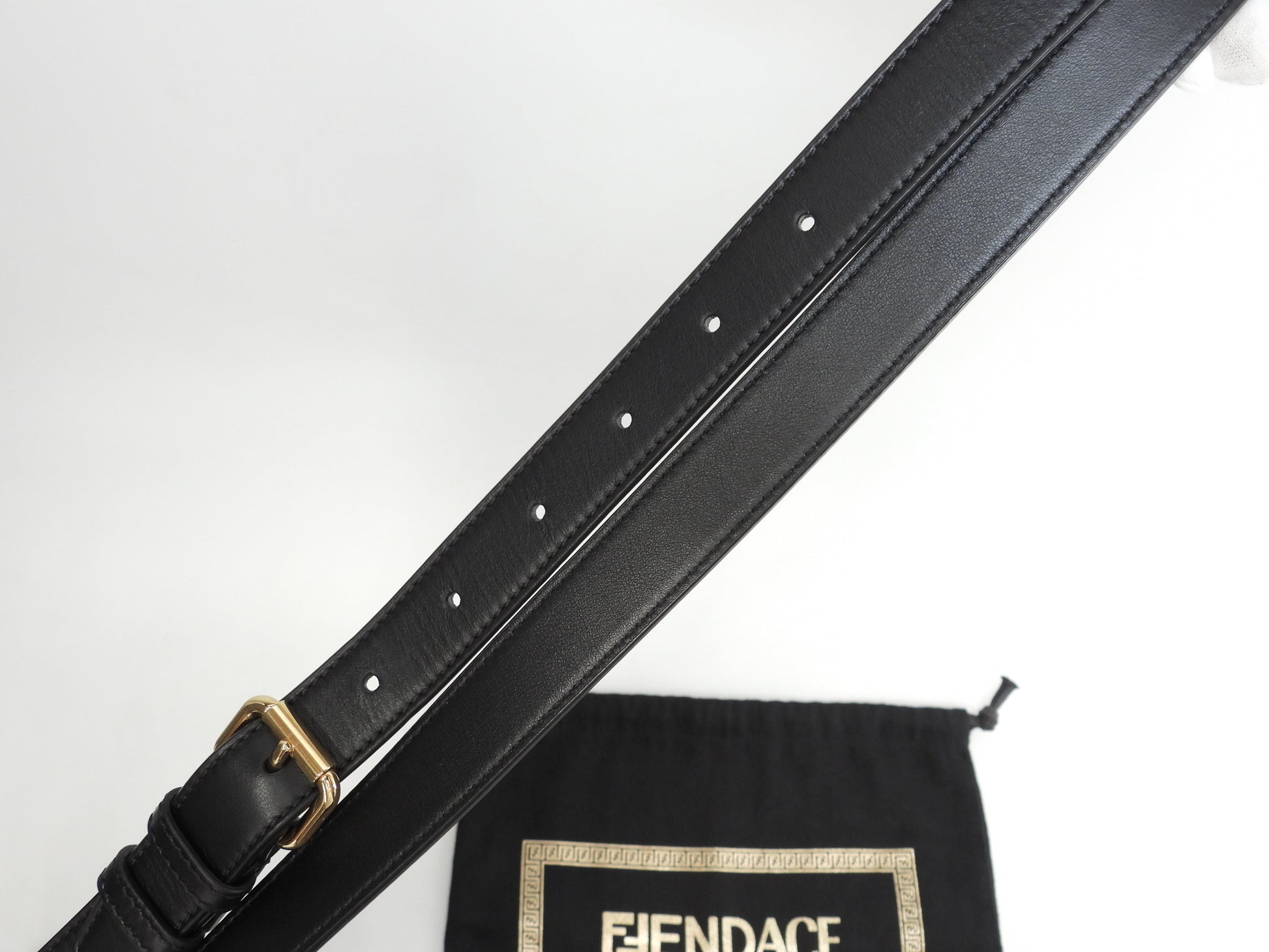 Fendi x Versace Pochette Fendace Pelle Nera Borsa a Tracolla Inutilizzata @ 1
